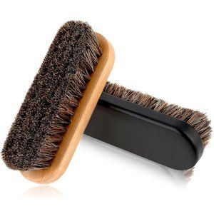 IKI Brown DELUXE SUEDE & SHOE POLISHING HORSEHAIR BRUSH, New